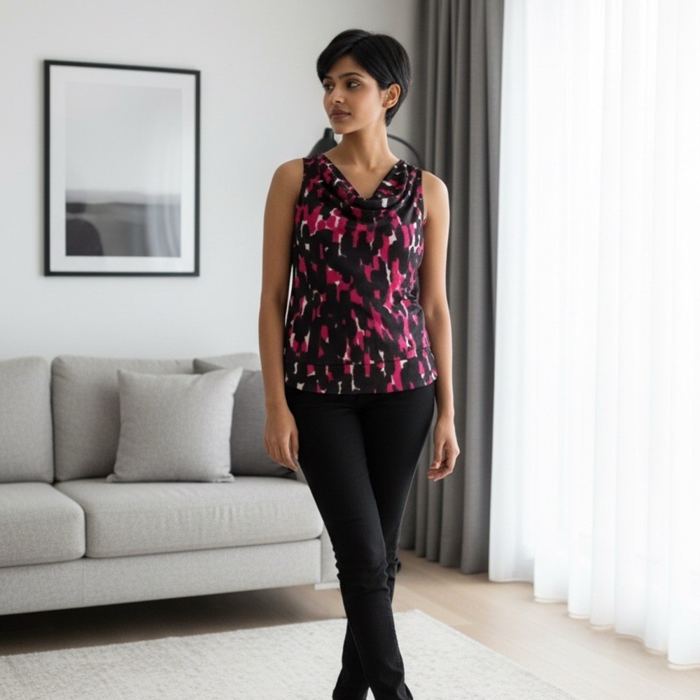 Stylish Black and Pink Alfani Sleeveless Top